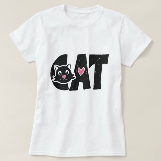 Utformning av Cute Black Cat Typography T Shirt (Design framsida)