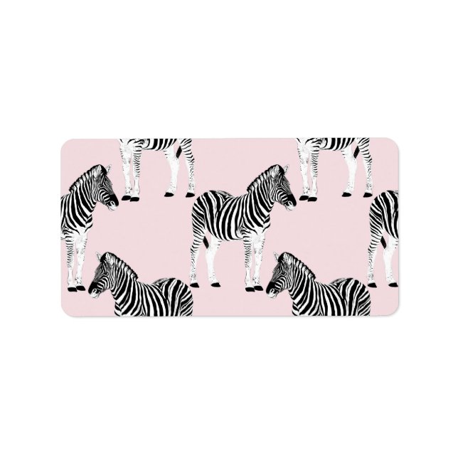 Utformning av Cute Black White Zebra Animal Rosa Adressetikett (Framsidan)