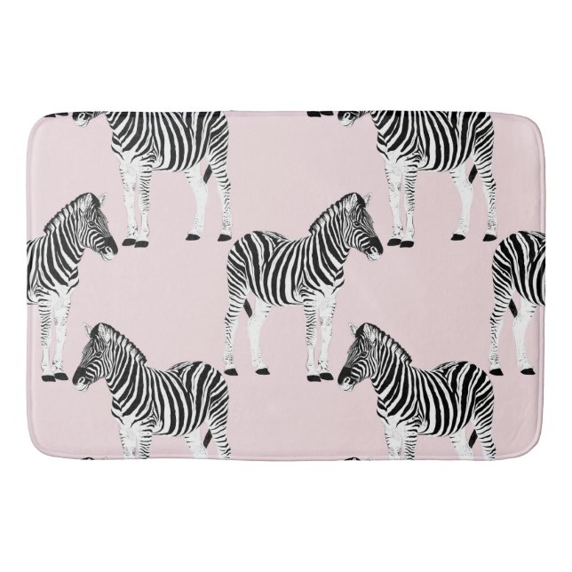 Utformning av Cute Black White Zebra Animal Rosa Badrumsmatta (Framsidan)