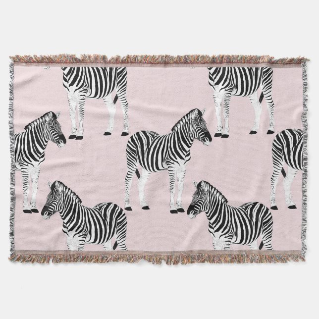 Utformning av Cute Black White Zebra Animal Rosa Filt (Framsidan)