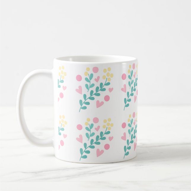 Utformning av Cute-blomman mönster Kaffemugg (Vänster)