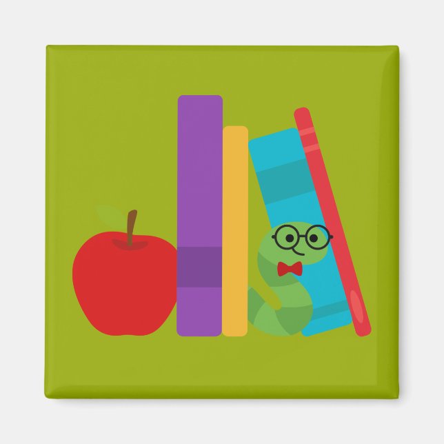 Utformning av Cute-bokmaskar för barn Magnet (Framsidan)