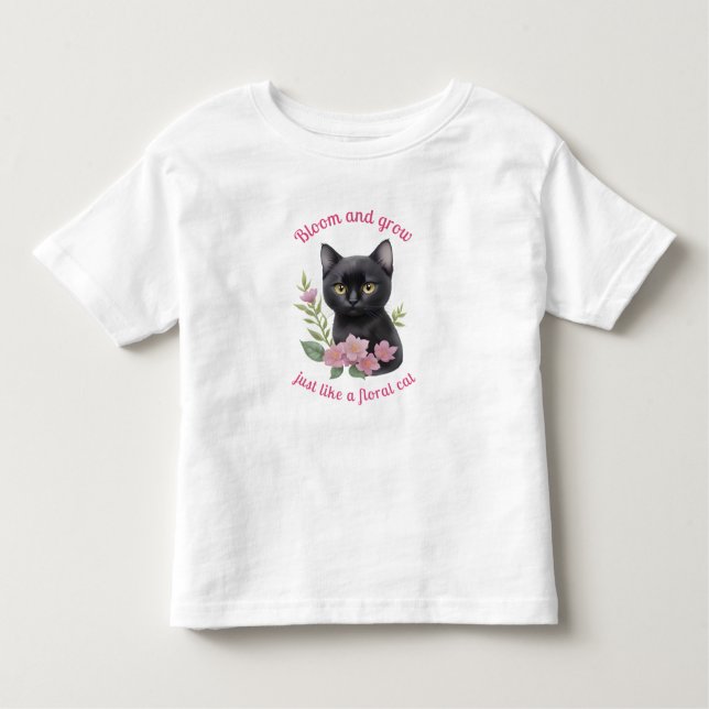 Utformning av Cute Cat-Blommigt, blomma och växa T Shirt (Framsida)