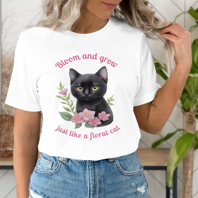 Utformning av Cute Cat-Blommigt, blomma och växa T Shirt (Skapare uppladdad)
