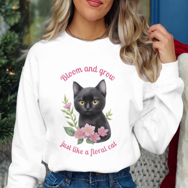 Utformning av Cute Cat-Blommigt, blomma och växa T Shirt (Skapare uppladdad)