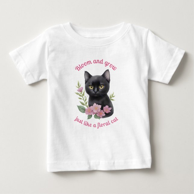 Utformning av Cute Cat-Blommigt, blomma och växa T Shirt (Framsida)