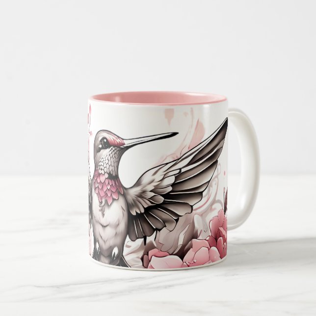 Utformning av Cute Hummingbird på tvåtonkaffe Mugg (Framsida höger)