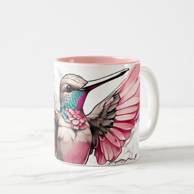Utformning av Cute Hummingbird på tvåtonkaffe Mugg (Framsida höger)