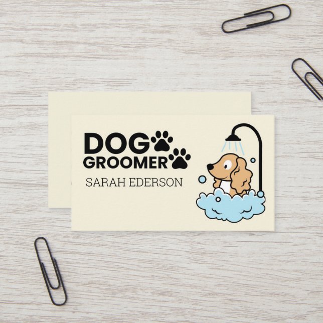 Utformning av Cute Hund, Hund Grooming Visitkort (Fram/Back In Situ)