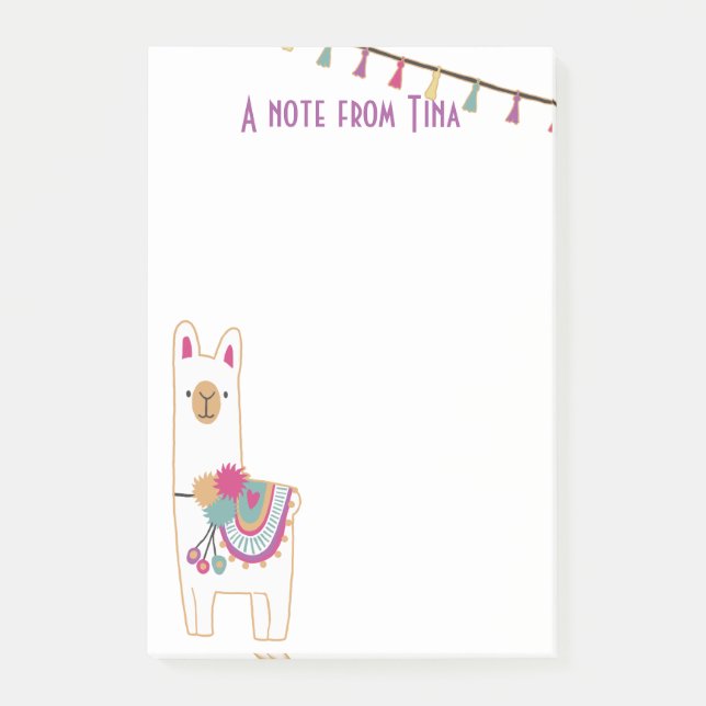 Utformning av Cute llama och tassel Post-it Block (Framsida)