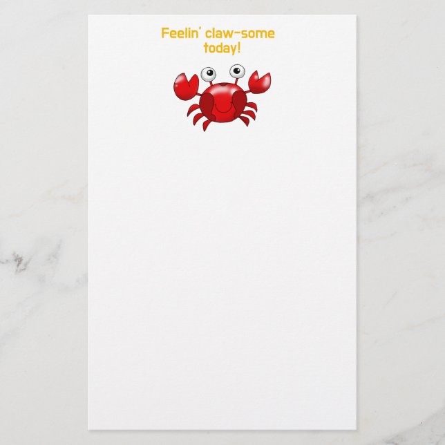 Utformning av Cute och FUNNY Crab för Ocean Älskar Brevpapper (Framsida)