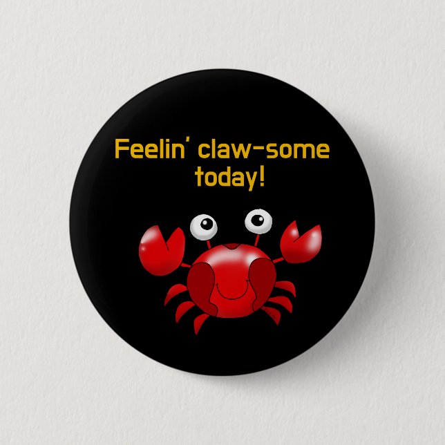 Utformning av Cute och FUNNY Crab för Ocean Älskar Knapp (Framsida)