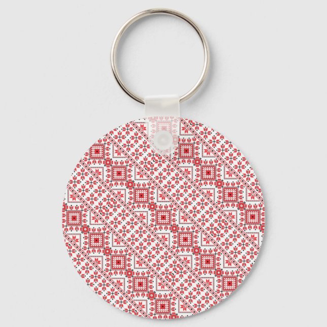 Utformning av Cute Red dekorative ukrainian mönste Nyckelring (Framsida)