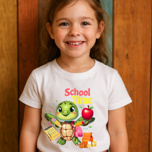Utformning av Cute Turtle "School Time" Back to sc T Shirt