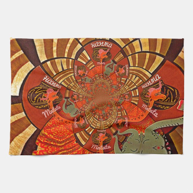 Utformning av Cute Unique Giraffe Animal Hakuna Ma Kökshandduk (Horisontell)