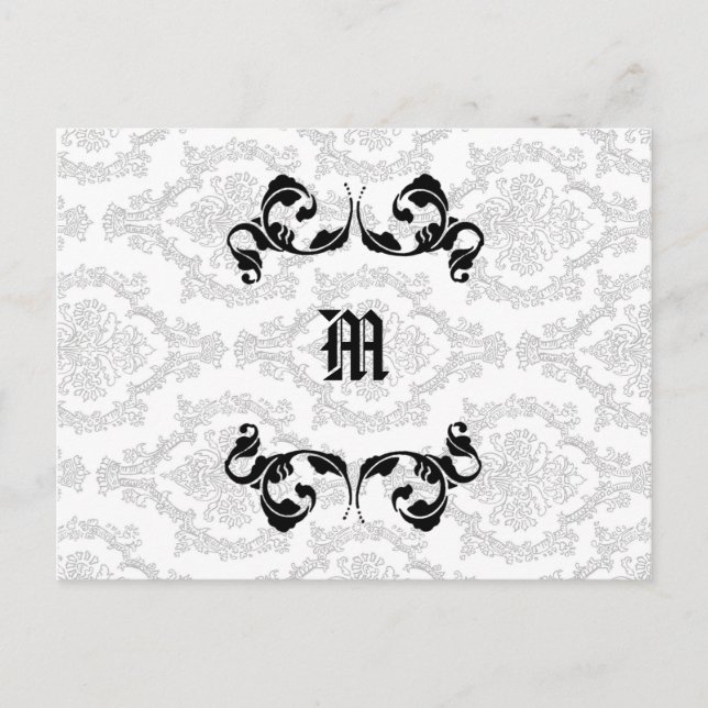 Utformning av Damask Monogram Vykort (Framsida)