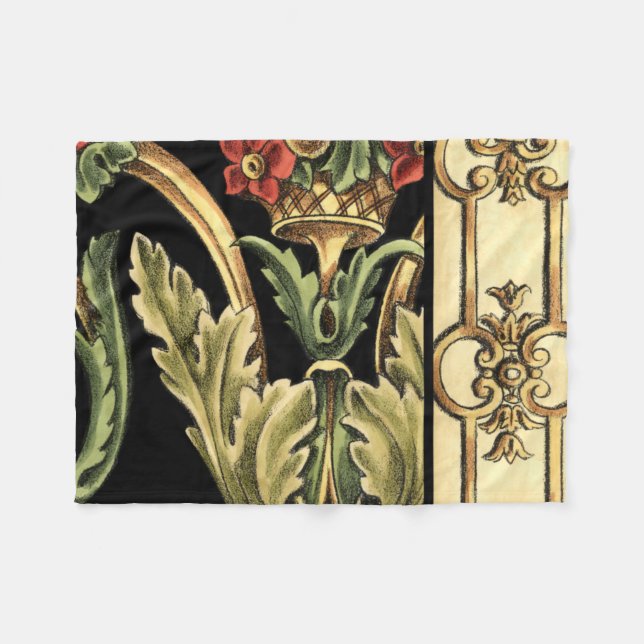 Utformning av dekorerad Blommigt med svart Gräns Fleecefilt (Framsidan (Horisontell))