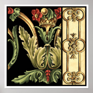 Utformning av dekorerad Blommigt med svart Gräns Poster