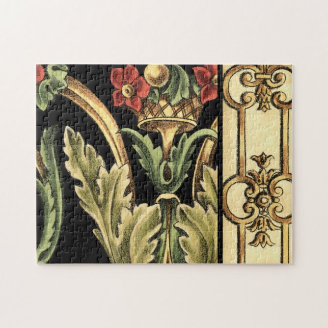 Utformning av dekorerad Blommigt med svart Gräns Pussel (Horisontell)