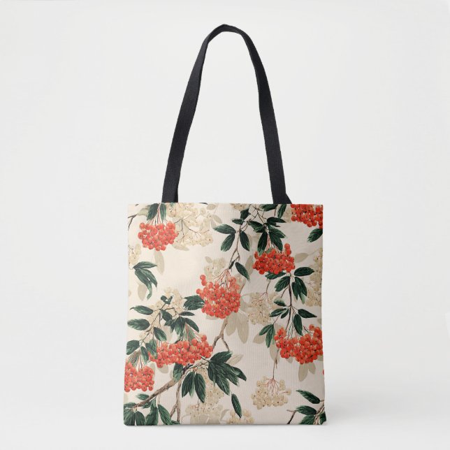 Utformning av dekorerade röda och vita bär tygkasse (Framsida)