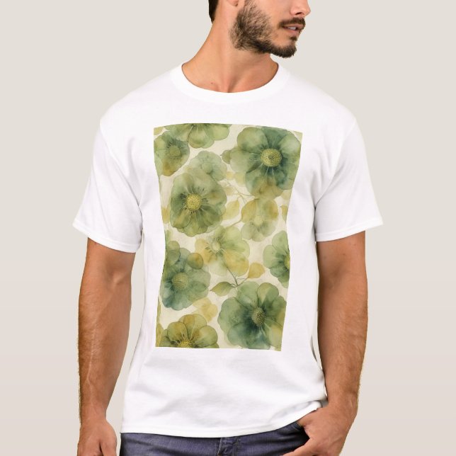 Utformning av delikat vattenfärgsformat Blommigt T Shirt (Framsida)