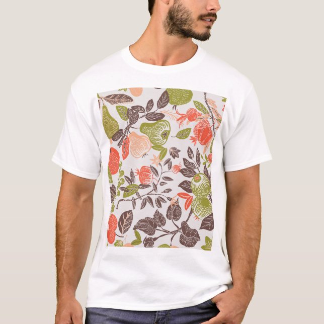 Utformning av den dekorativa plattan för höstfrukt t shirt (Framsida)