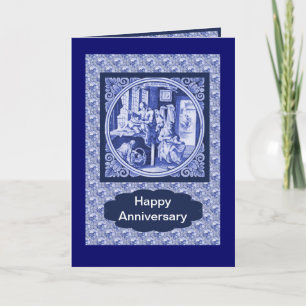 Utformning av den nederländska brickan Blue Delft Kort