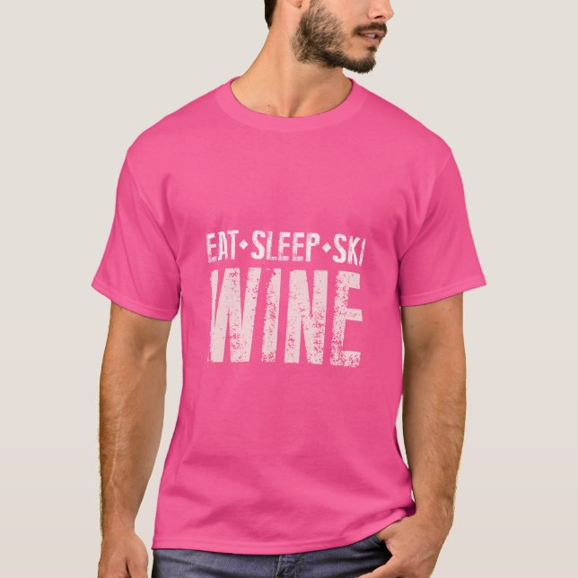 Utformning av Eat Sviloläge Ski Vin T Shirt (Framsida)
