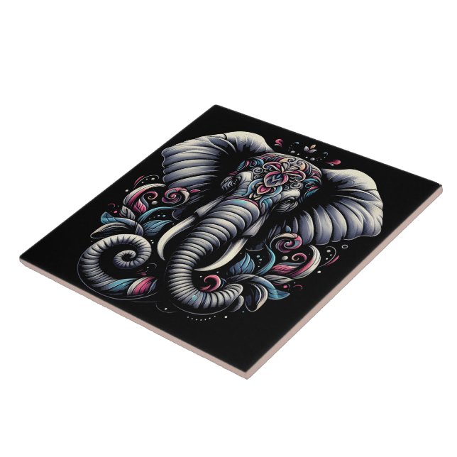 Utformning av elefant för blommigt kakelplatta (Sidan)