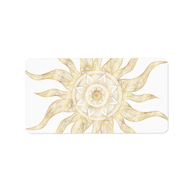 Utformning av elegant Guld Sol Mandala Adressetikett (Framsidan)