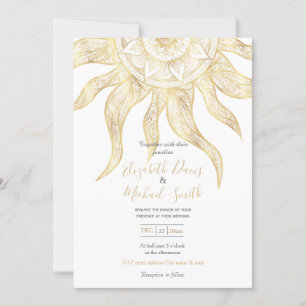 Utformning av elegant Guld Sol Mandala Inbjudningar
