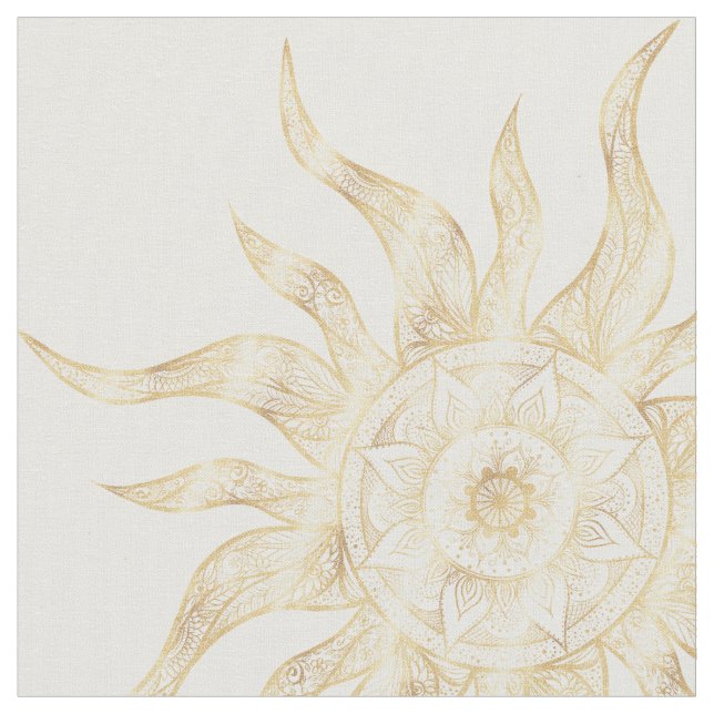 Utformning av elegant Guld Sol Mandala Tyg (Närbild)