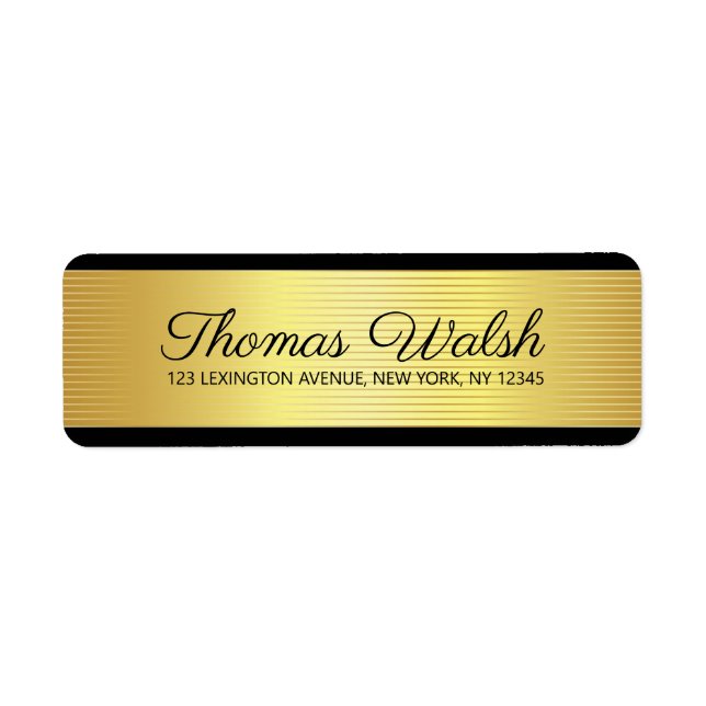 Utformning av Eleganten Black Guld Linjer Returadress Etikett (Framsidan)