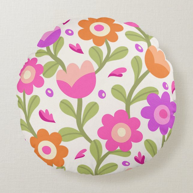 Utformning av elegantens Blommigt - Vackra och Anp Rund Kudde (Framsidan)