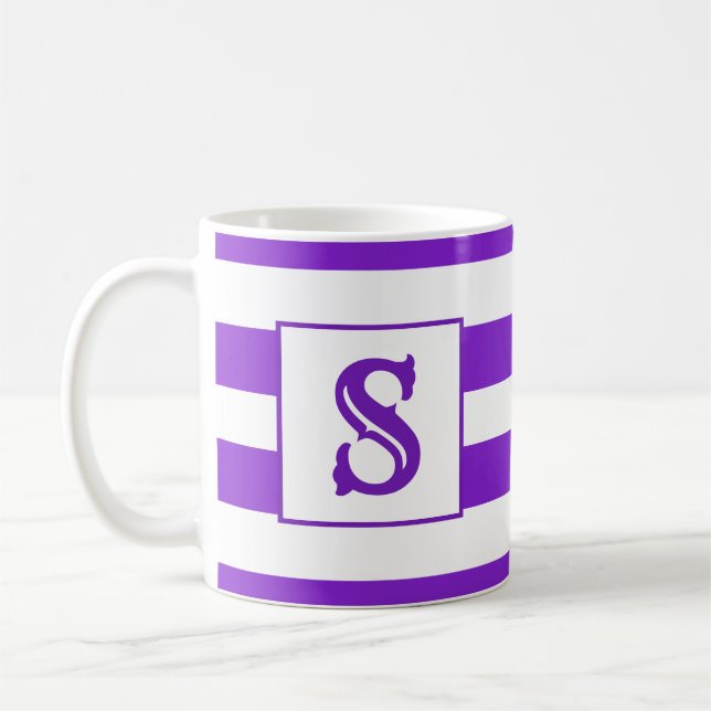 Utformning av en enkel lila-strimlad design kaffemugg (Vänster)