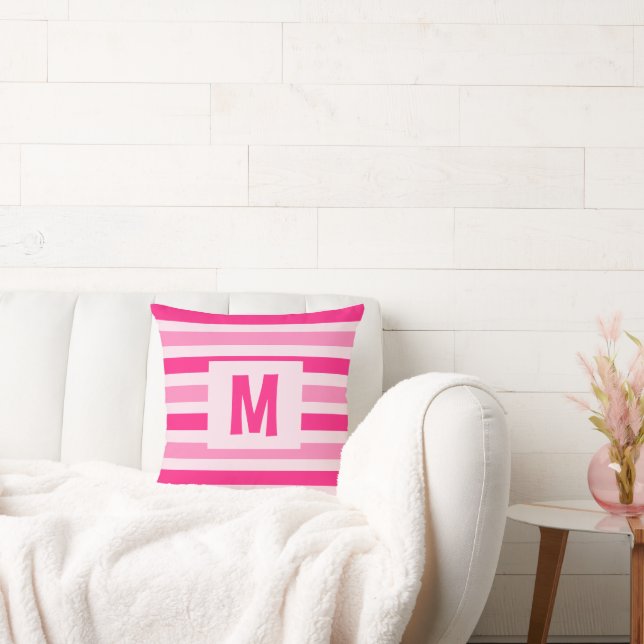 Utformning av en enkel Rosa-strimlad design Kudde (Soffa)