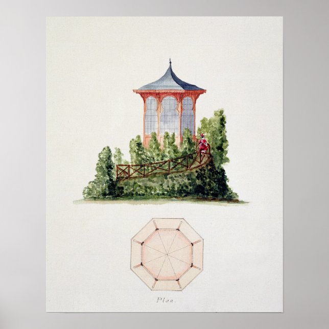 Utformning av en paviljong i förenklat orientalisk poster (Framsidan)