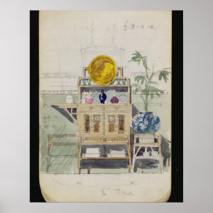 Utformning av en rityta, c.1860s-70s (w/c och penn poster