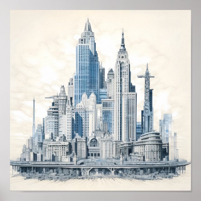 Utformning av en stad i Stil Poster (Framsidan)