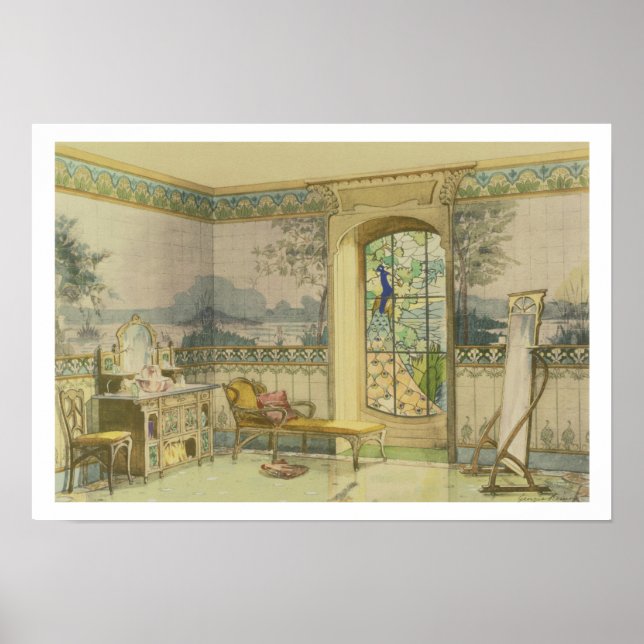 Utformning av ett badrum från "Interieurs Modernes Poster (Framsidan)