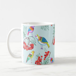 Utformning av fågel och bär mönster. kaffemugg