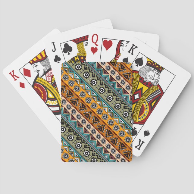 Utformning av färgat etnisk aztec mönster casinokort (Baksidan)