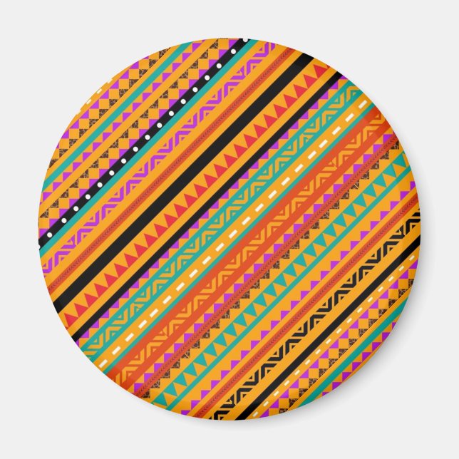 Utformning av färglöst inbyggt aztec-mönster magnet (Framsidan)