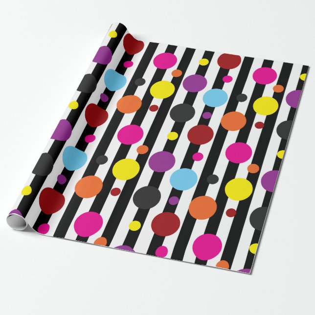 Utformning av färglöst Polka dots Black White Rand Presentpapper (Utrullad)