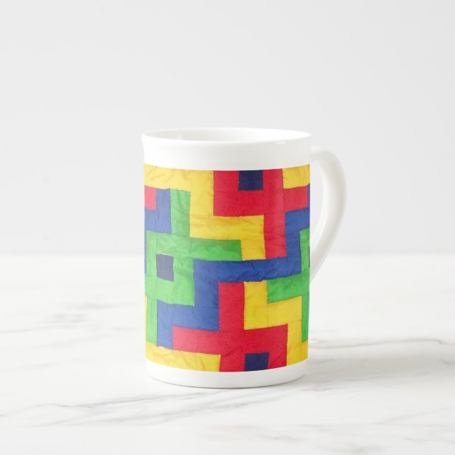 Utformning av färgpatchworkteknik Bone China Coffe Benporslin Mugg (Framsida höger)