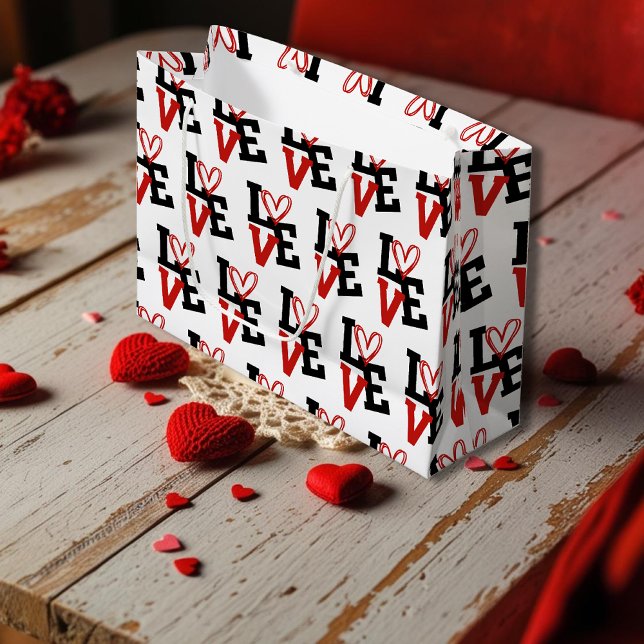 Utformning av fet röd och svart romsk Mönster (Bold Red and Black Romantic Pattern Design Large Gift Bag)
