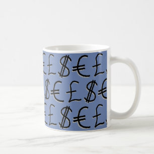 Utformning av finansiella valutasymboler kaffemugg