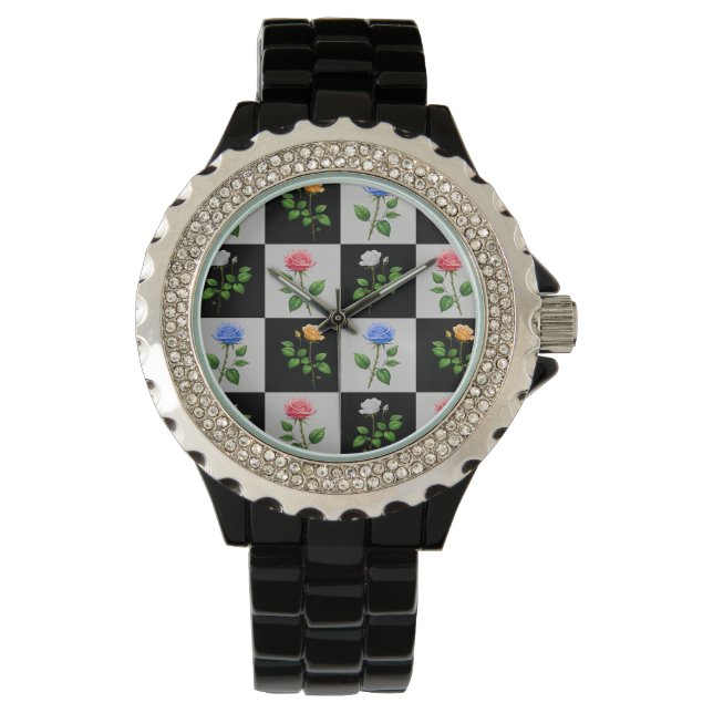 Utformning av flerfärgad Blommigt i Ro Armbandsur (Framsida)