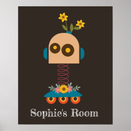 Utformning av flickrum för Cute-robot-barn Poster