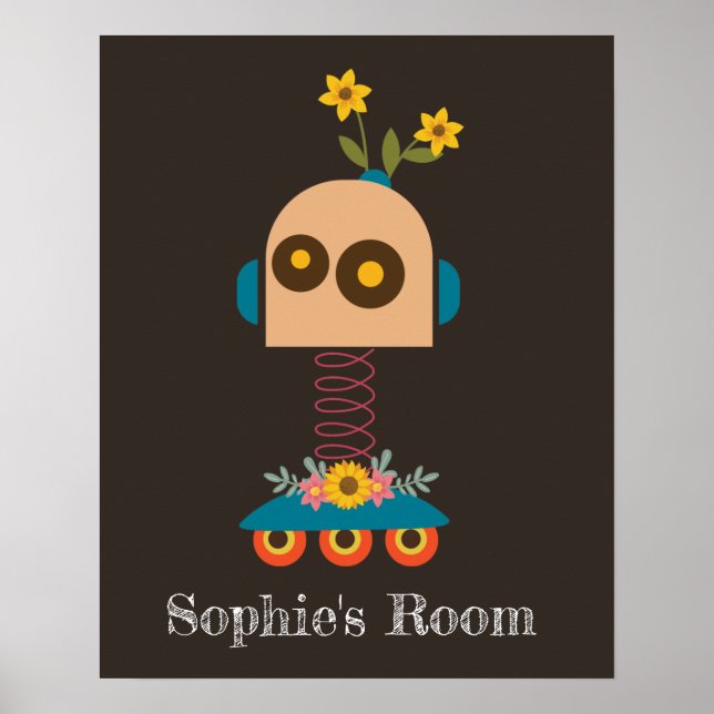 Utformning av flickrum för Cute-robot-barn Poster (Framsidan)